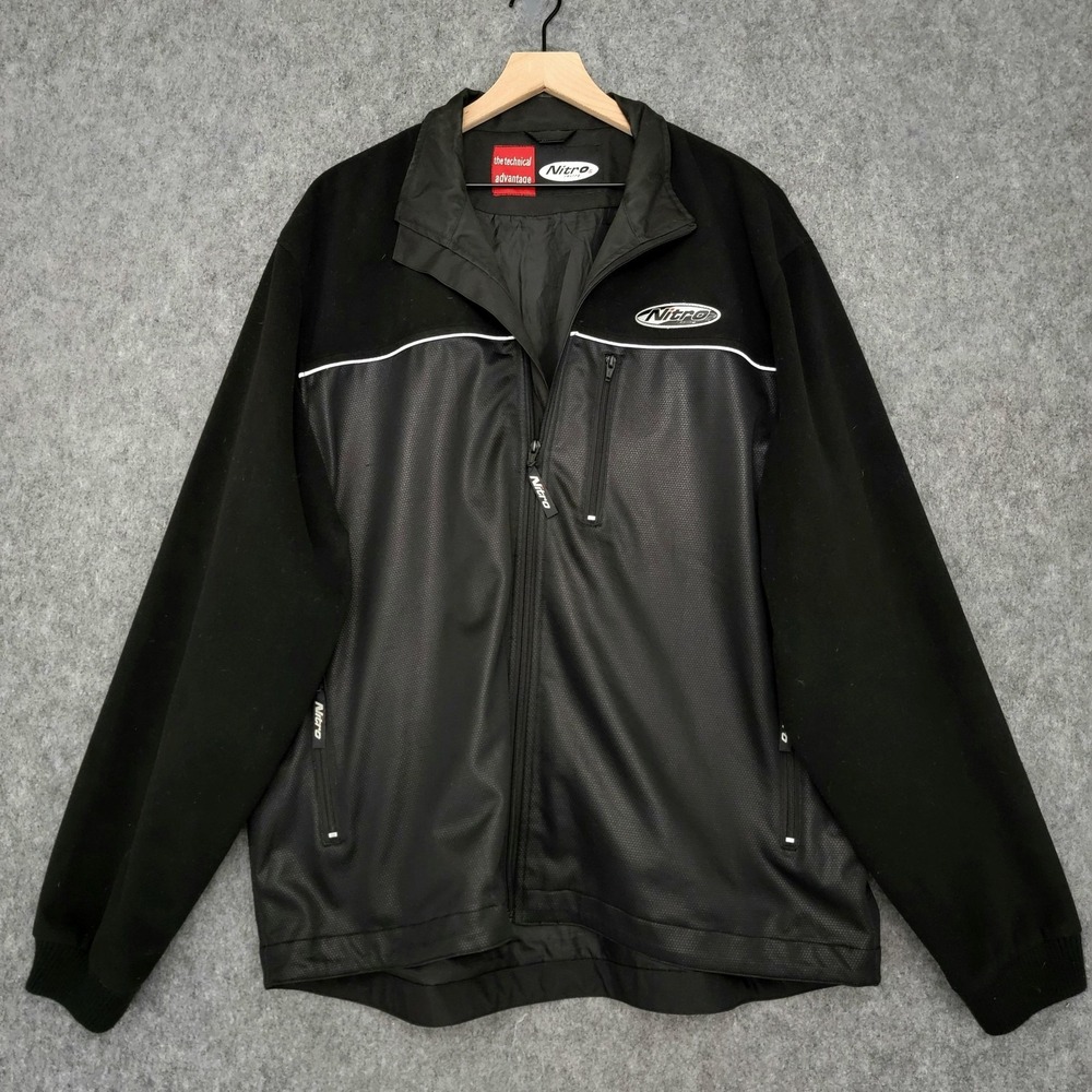 Nitro Racing Jacket Mens 3XL Black Full Zip Motorcycle Lined Zipper Pockets Coat